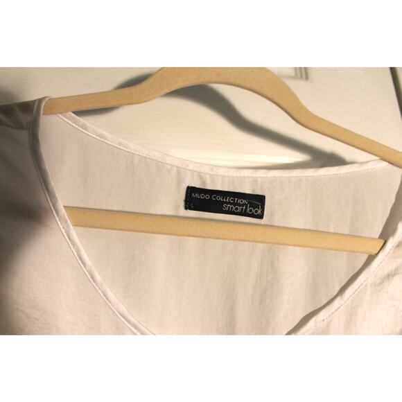 Mudo Collection Orange & White Colorblock SS Blouse sz L - Picture 3 of 3